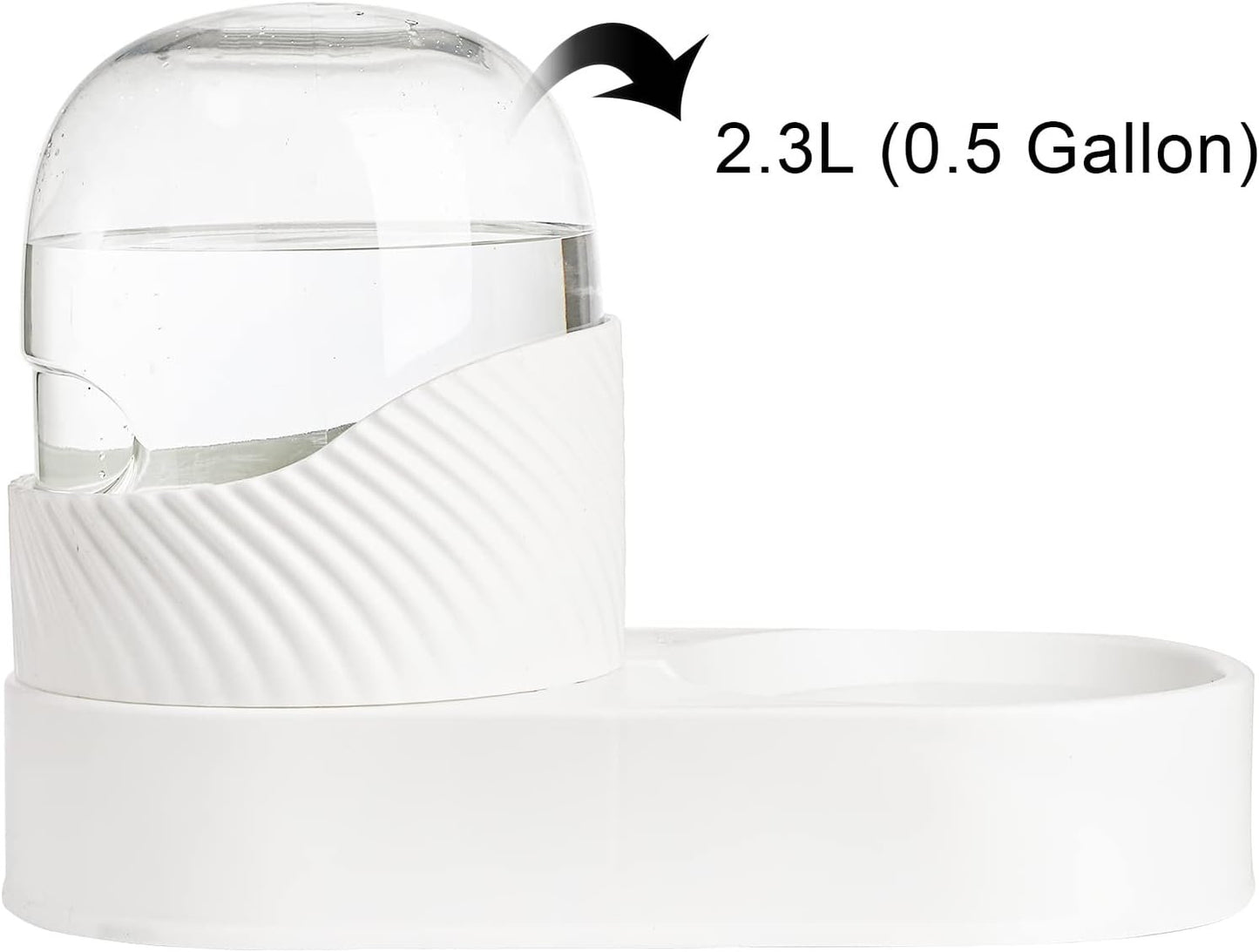 Hacaroa 2 Pack Automatic Cat Feeder and Water Dispenser, 2 L Gravity Pet Food Feeder and Waterer Set, Self Feeding Dog Bowl for Small Pets, Puppy, Kitten, 100% BPA-Free, Easily Clean, White