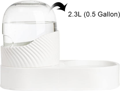 Hacaroa 2 Pack Automatic Cat Feeder and Water Dispenser, 2 L Gravity Pet Food Feeder and Waterer Set, Self Feeding Dog Bowl for Small Pets, Puppy, Kitten, 100% BPA-Free, Easily Clean, White
