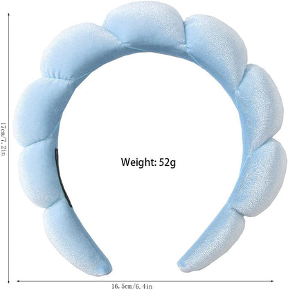 Spa Headbands for Women-Headband for Washing Face, Makeup, Skincare, Shower, Hair Accessories -Sponge & Velvet Fabric Headbandn (Blue)