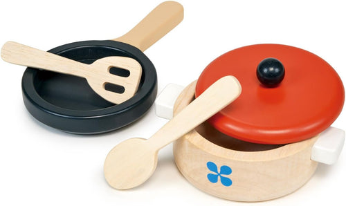 Mentari Wooden Toy Play Kitchen Accessories - Whimsical Toy Kitchen Play Set Featuring Casserole Pot, Pan, & Utensils, Perfect for Creative Storytelling and Immersive Pretend Play! Age 2Y and Up