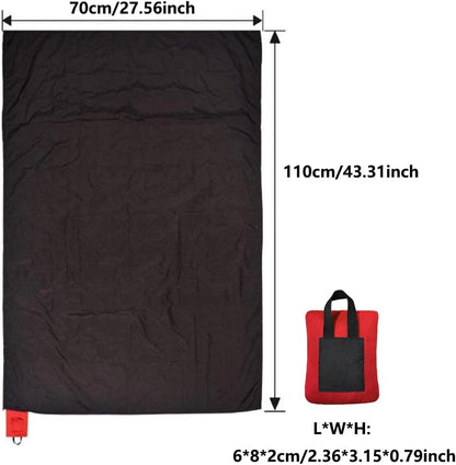 2PCS Mini Pocket Picnic Blanket Red + Blue Durable Lightweight Waterproof Sand Proof Beach Camping Travel Mat with Portable Bag for Outdoors Activities (70 * 110cm)