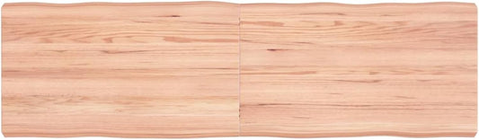 Solid Wood Tabletop with Live Edge, Light Brown, 140 x 40 x (2 to 6) cm, Replacement Top for Kitchen Dining Table, Coffee Table, Desktop Surface, Countertop