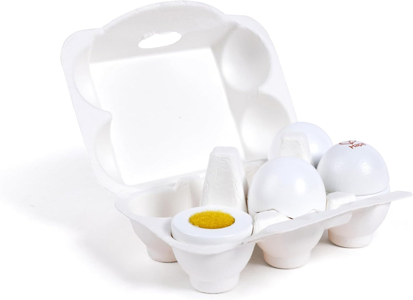 Hape Wooden Egg Carton Play Set – 6-Piece Toy Food Set with Hard-Boiled & Fried Eggs – Fun Pretend Play Kitchen Accessory for Kids – Encourages Creativity & Motor Skills – Ages 3+