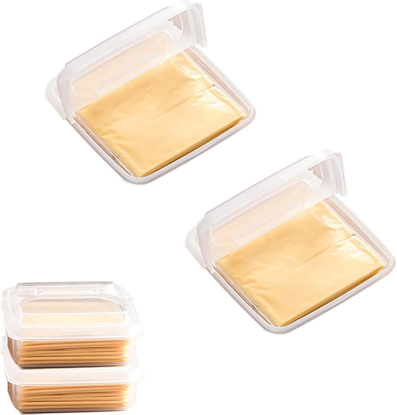 WonLiq 2 Pack-Plastic Sliced Cheese Storage Containers with lids Airtight Keeps Cheese Fresh and Delicious Cheese Container for Fridge