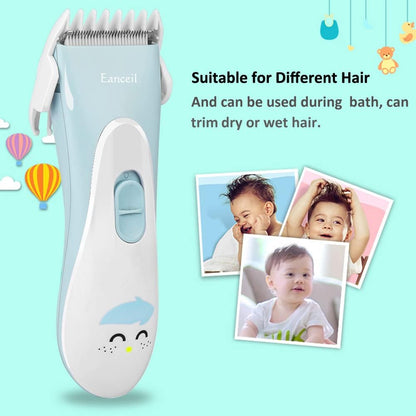 Meetcare Baby Hair Clippers, Ceramic Blade Electric Kids Hair Trimmer, Ultra-quiet 2.0 Haircut, IPX7 Water-proof Haircut Kit for Kids Infants. Rechargeable, Cordless, Long Battery Life. (Light Blue)