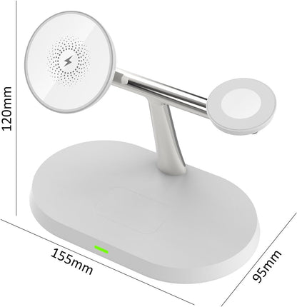 3 in 1 Wireless Charger Stand for Mag-Safe Charging,15W Fast Magnetic Wireless Charging Station for iPhone 16/15/14/13/12 Pro/Pro Max/Plus/mini,AirPods,Apple Watch Series 10/9/8/7/6/SE/5/4/3/Ultra 2