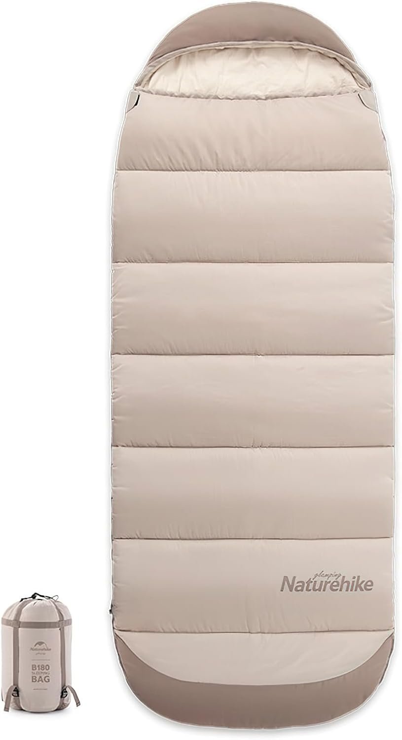 Naturehike Cotton Flannel Camping Sleeping Bag 41Â°F-54Â°F with Hooded and Portable Compression Sack for 3-4 Seasons for Hiking Outdoor Travel Lightweight and Portable Adventures