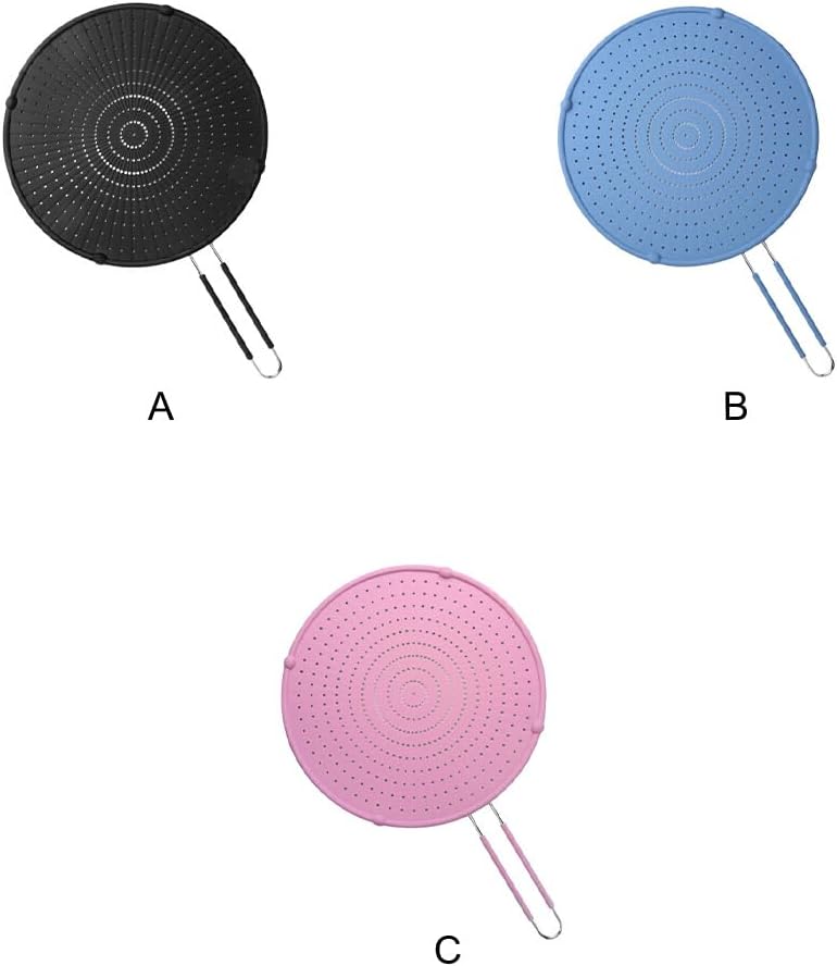 IOIUSKKU Effortless Cleaning with Food Grade Silicone Oil Baffle Splatter Screen for Frying Pan Stainless Steel Kitchen Gadgets, Pink