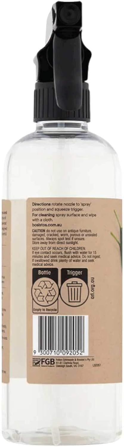 Bosisto's Glass Cleaner 500ml - Pure Eucalyptus Oil Eco Window Cleaning Spray