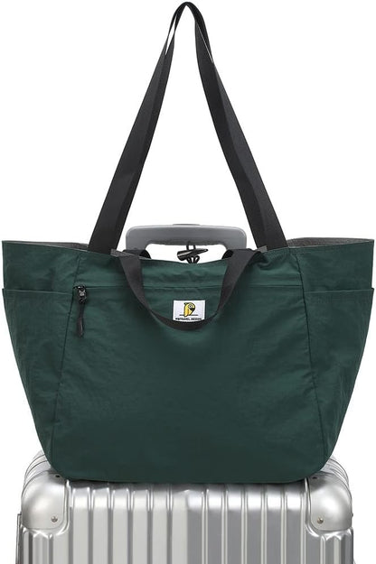 VanFn Duffle Bags, Women Sports Gym Bag, Foldable Travel Totes Duffel Bag, Outdoor Weekend Bag, Lightweight Luggage Duffle Backpack, Shoulder Handbag For Men, P.Travel Series(Green/Gray)