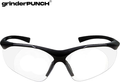2 Pairs Bifocal Safety Glasses Clear Lens with Reading Corner - Non-Slip Rubber Grip Diopter/+3.00