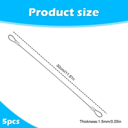 5 pcs 31cm Anti-Theft Security Cable, Travel,Cable Lock,15mm Flexible Braided Steel Safety Wire Rope with Double Loop