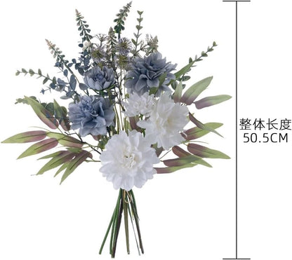 Avoik Artificial Flowers Bouquet Fake Flowers Blue Faux Summer Flowers Bunches Spring Silk Flowers for Wedding Bridesmaid Bunches Party Home Coffee House Office Vase Christmas Decor
