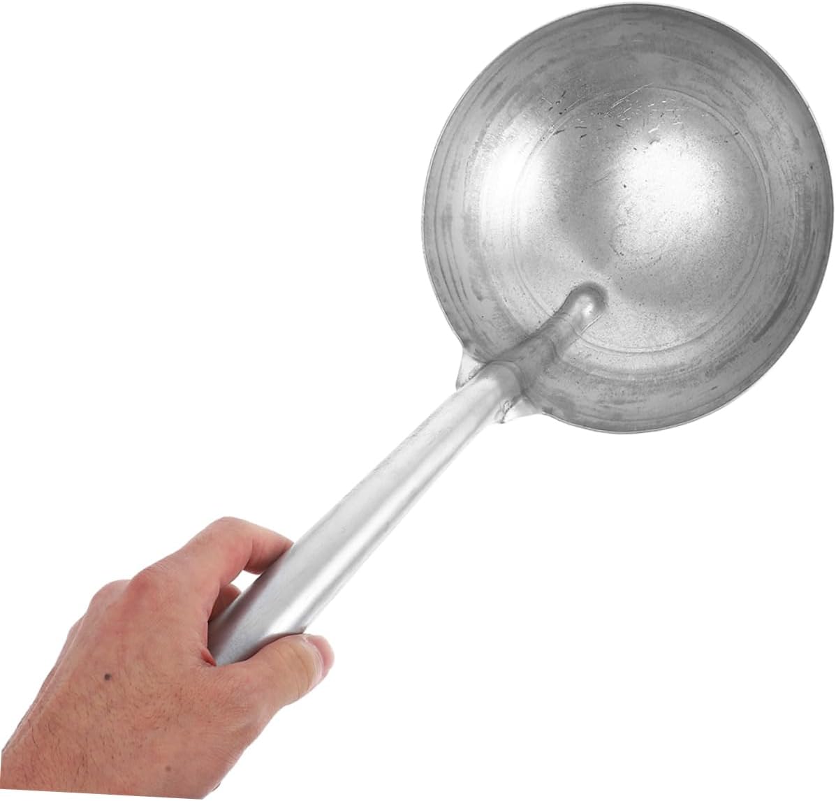 Abaodam Heavy Duty Iron Ladle for Feeding and Watering Reusable Soup Spoon with Ergonomic Handle Durable and Polished Surface for Farm and Garden Use