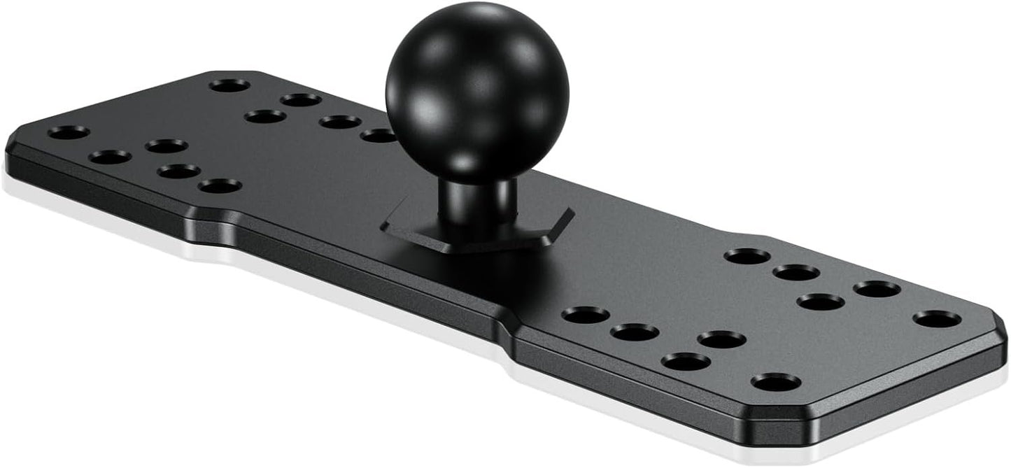 BRCOVAN Aluminum Alloy Marine Electronic Plate with 1'' TPU Ball for RAM Mounts B Size Double Socket Arm for Garmin/Humminbird/Lowrance GPS Chartplotters, Fish Finders and Marine Electronic Mount