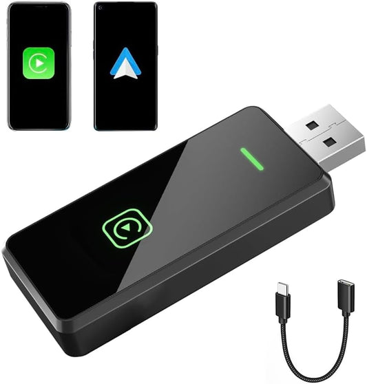 Lotvic 2 in 1 Wireless Carplay Adapter, Wireless Adapter, Adapter for Carplay, Plug & Play, Stable and Fast, Mini Black, Converts Carplay Android Car Wired to Wireless