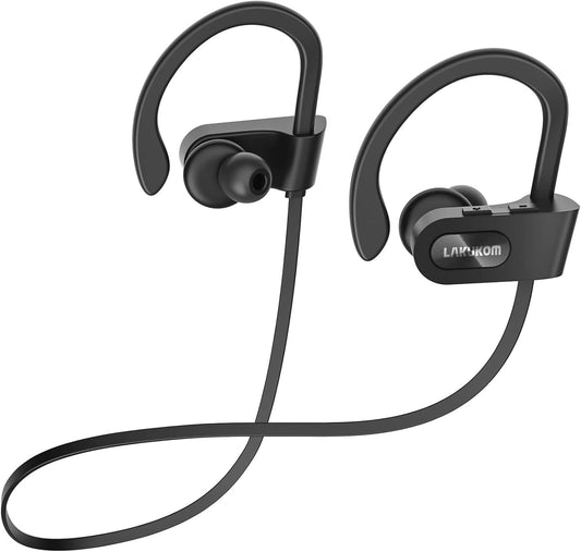 Lakukom Bluetooth Headphones, Deep Bass Running Headphones 16H+ Playtime, Sport Earbuds with Secure Earhooks, IPX7 Waterproof Earbuds with Mic, Sound Isolation Wireless Earphones for Workout, Gym
