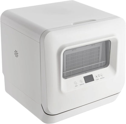 White Mini Portable Dishwasher: Compact Tabletop Smart Touch for Home, Apartment, and Office - Dishwashing, Drying, & Storage Solution