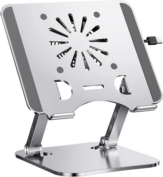Laptop Cooling Stand, Height Adjustable Laptop Stand for Desk with Cooling Fan, Ergonimic Foldable Laptop Cooling Pad Portable Computer Stand for Laptops Tablets Up to 17in