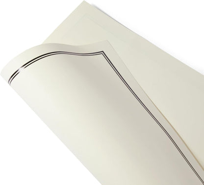 Ecru and Black Premium Stationery Paper Set, Letter Size (24 Envelopes, 48 Sheets)