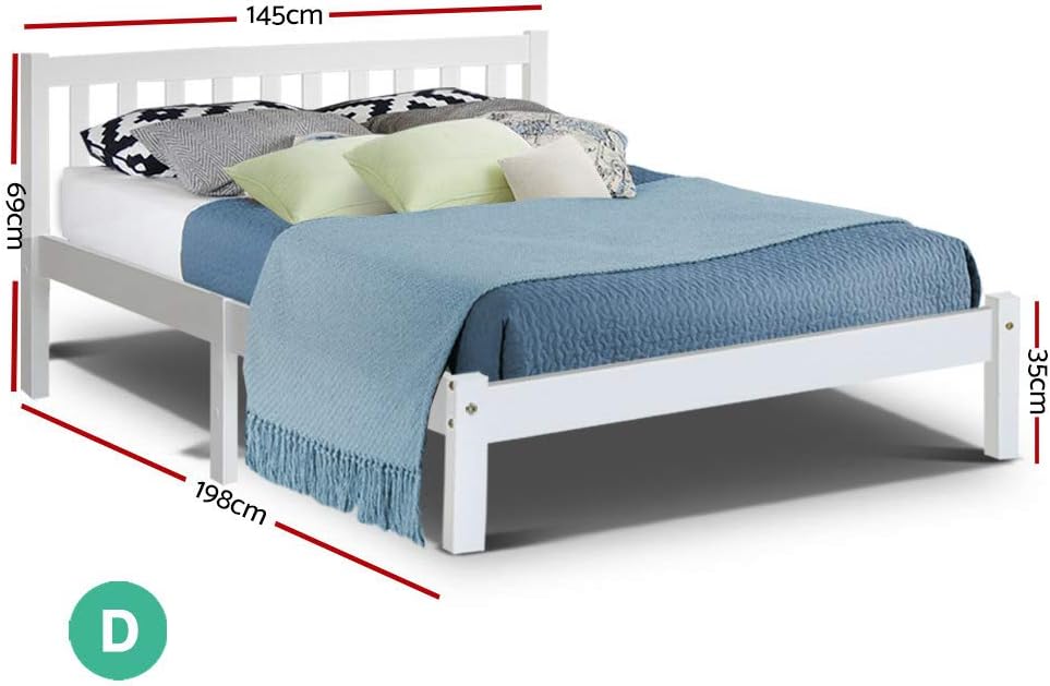 Artiss Double Bed Frame Platform Wooden Timber Frames Beds Base Bedroom Room Decor Home Furniture for Kids, Toddler and Adult with 6 Wood Legs, Modern Design