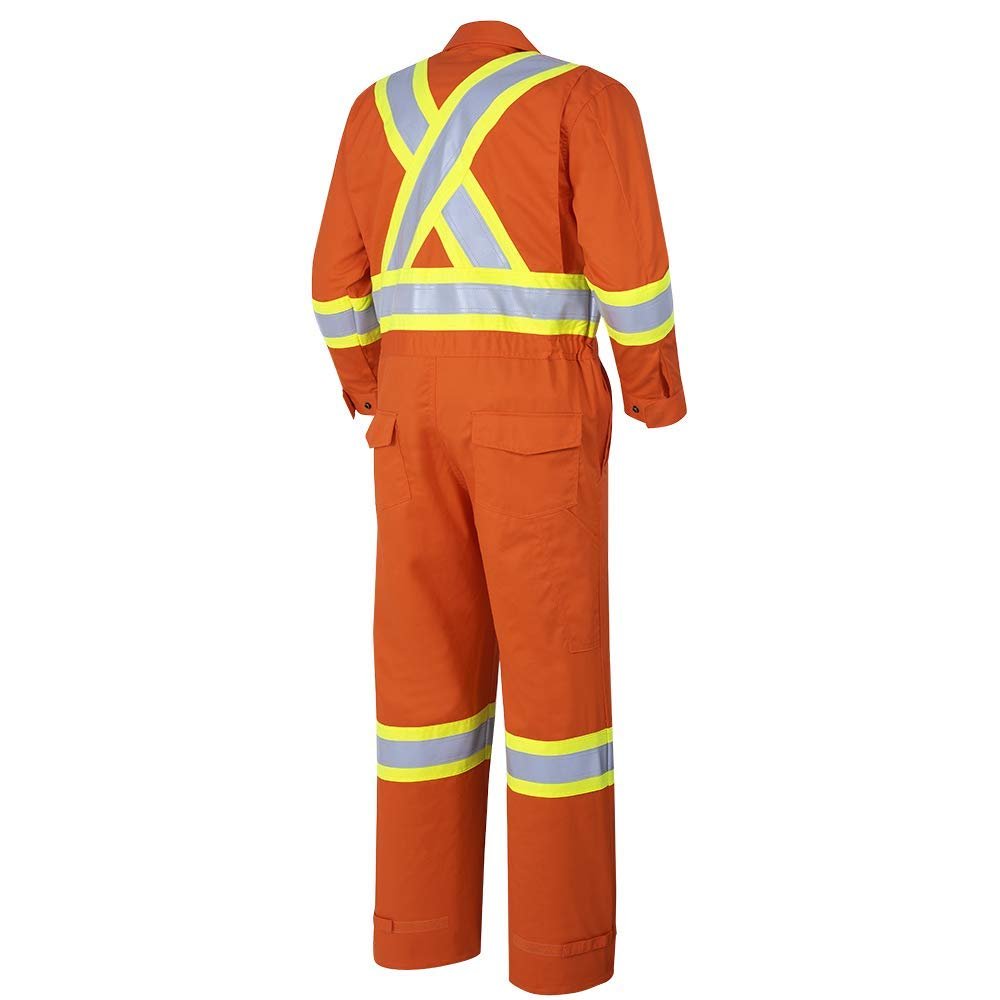 Pioneer Easy Boot Access UL ARC 2 Flame Resistant Work Coverall, Lightweight High Visibility Premium Cotton Nylon, Orange, 48, V2540650-48