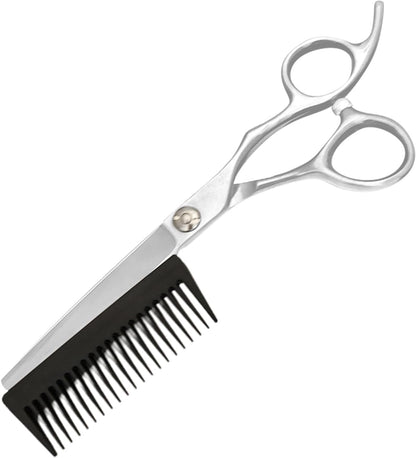 Forbici da Parrucchiere | Attrezzi Per Taglio Capelli | Forbici Sfoltitrici 2 in 1 con Pettine Rimovibile per Uomo Donna Taglio Capelli a Casa Viaggio Parrucchieri Salone Domestico Cura