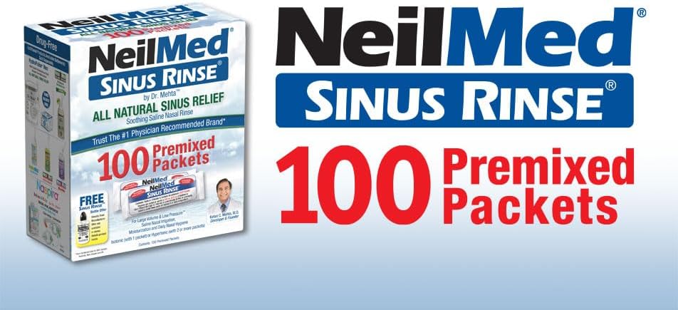 NeilMed Sinus Rinse All Natural Relief Premixed Refill Packets 100 Count (Pack of 1)