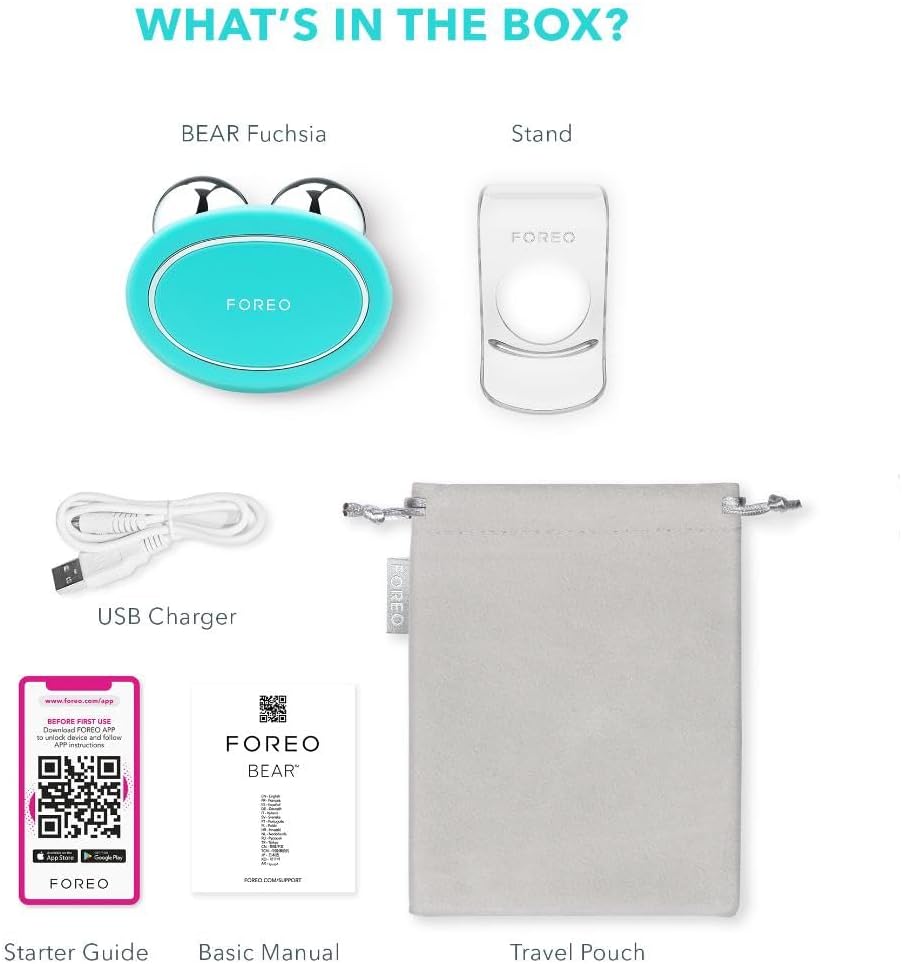 FOREO Bear Smart Microcurrent Face Lifting Device - Face & Jawline Trainer - Non-Invasive Facelift - Anti-Ageing - Safe & Painless - Mint