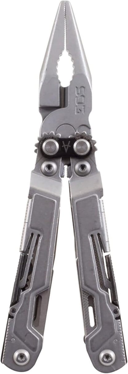 SOG PowerPint Mini Compact Stainless Steel Multi-Tool |18 Lightweight Specialty Tools & SOG Multitool Pliers Pocket Knife, Stone Wash