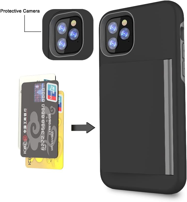 Asuwish Phone Case for iPhone 11 6.1 with Tempered Glass Screen Protector Cover and Credit Card Holder Stand Slim Hybrid Cell Accessories iphone11case iPhone11 i Phone11 11s XI 11R Women Men Black