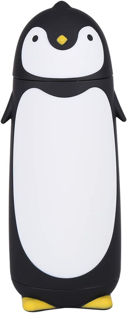 Penguin Shape Water Bottle, 300ML Capacity Portable Cute Cartoon Penguin Thermal Glass Water Bottle Double Layer Mug Travel Drinking Cup Ideal for Home School Travel Use (Black)