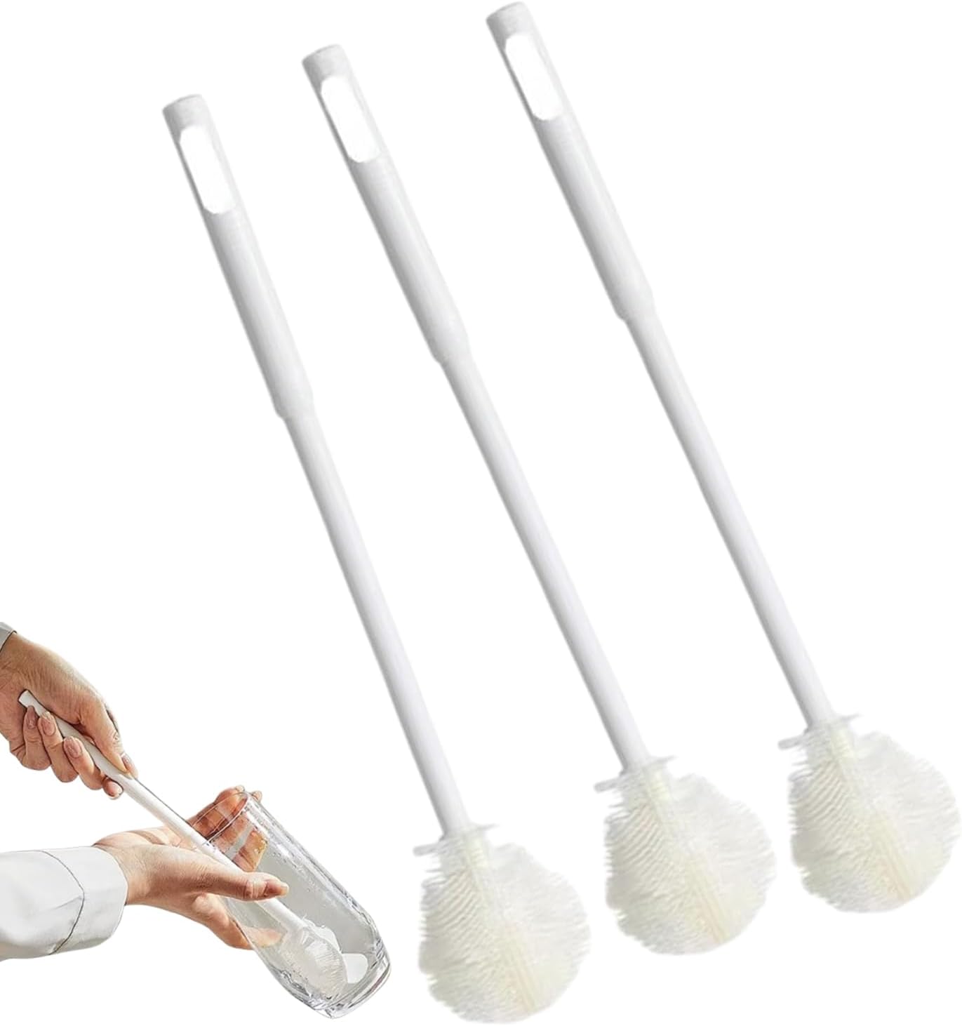 Foldable Baby Bottle Brush, Long Handle Bottles Cleaner, 31x6x6 inches Adorable Compact 3-Piece Reusable Baby Feeding Supplies for Breast Pump Parts and Humidifier