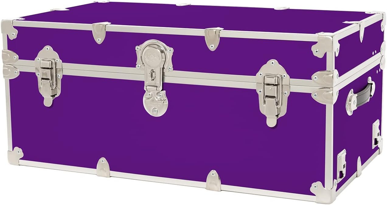 Rhino Trunk & Case Large Leather Embossed Vinyl Trunk, Summer Camp, College, Storage 32"x18"x14" (Purple)