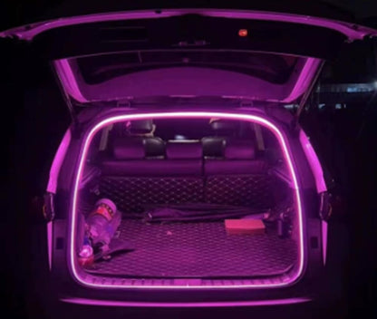 Dynamic Flowing Car Trunk Light Strip, 2025 Upgrade Flexible Universal Trunk Led Light Strip, Waterproof Hood Dynamic Atmosphere Lights for Cars Suvs Trucks (Purple,Half Circle 2m/6.6ft)