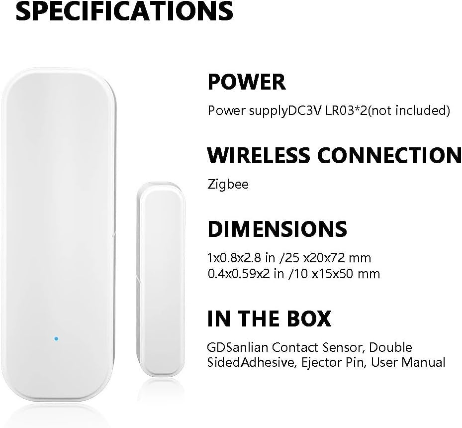 GDSanlian Zigbee Smart Contact Sensor, Smart Home Security System, Home Automation,Safety Protection,Window/Door Safeguard,Instant App Notification, Easy Installation, Real-Time Monistor, Hub Required