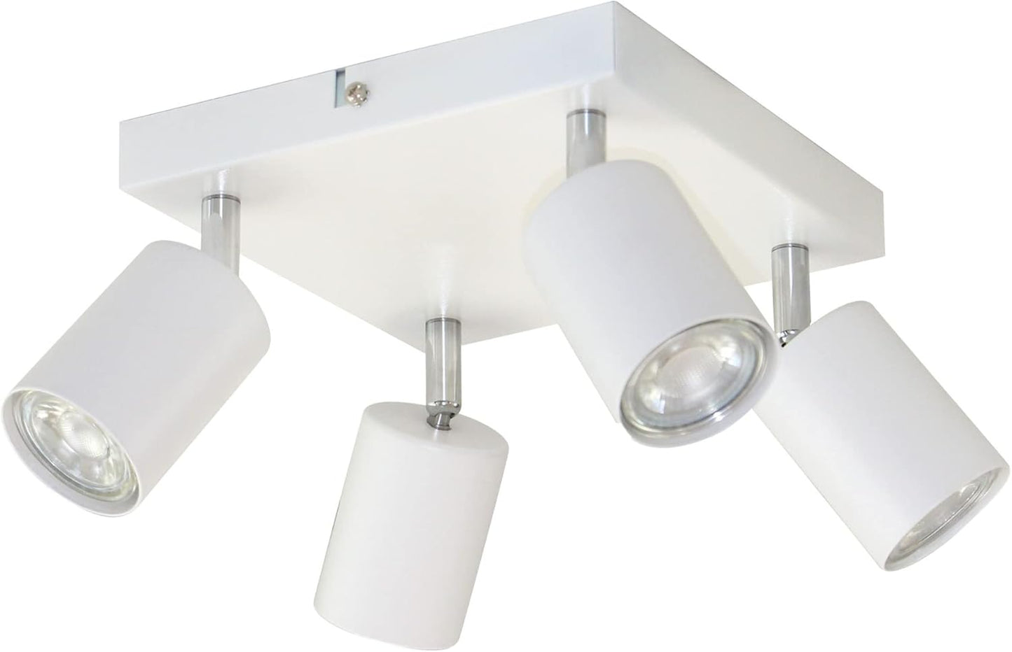 Miratic Ceiling Spotlight 4 Points of Light Base GU10 Max. 4 x 50 W Two Possible Mounting Spotlights Ceiling or Wall Spotlights IP20 White (Bulbs Not Included) (White)