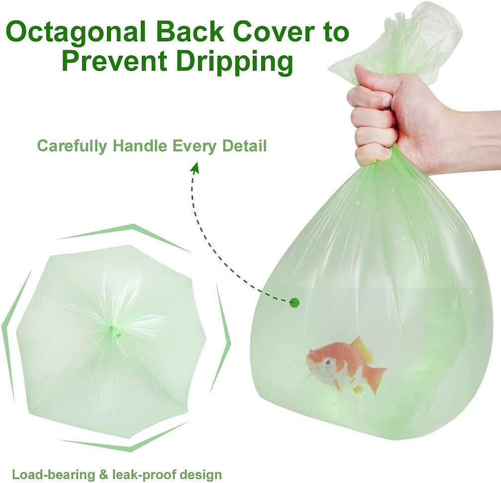 Biodegradable Trash Bags 100 Counts 2.6 Gallon Garbage Bags Small Strong Eco-Friendly Wastebasket Liners for Bathroom Kitchen Office-Green