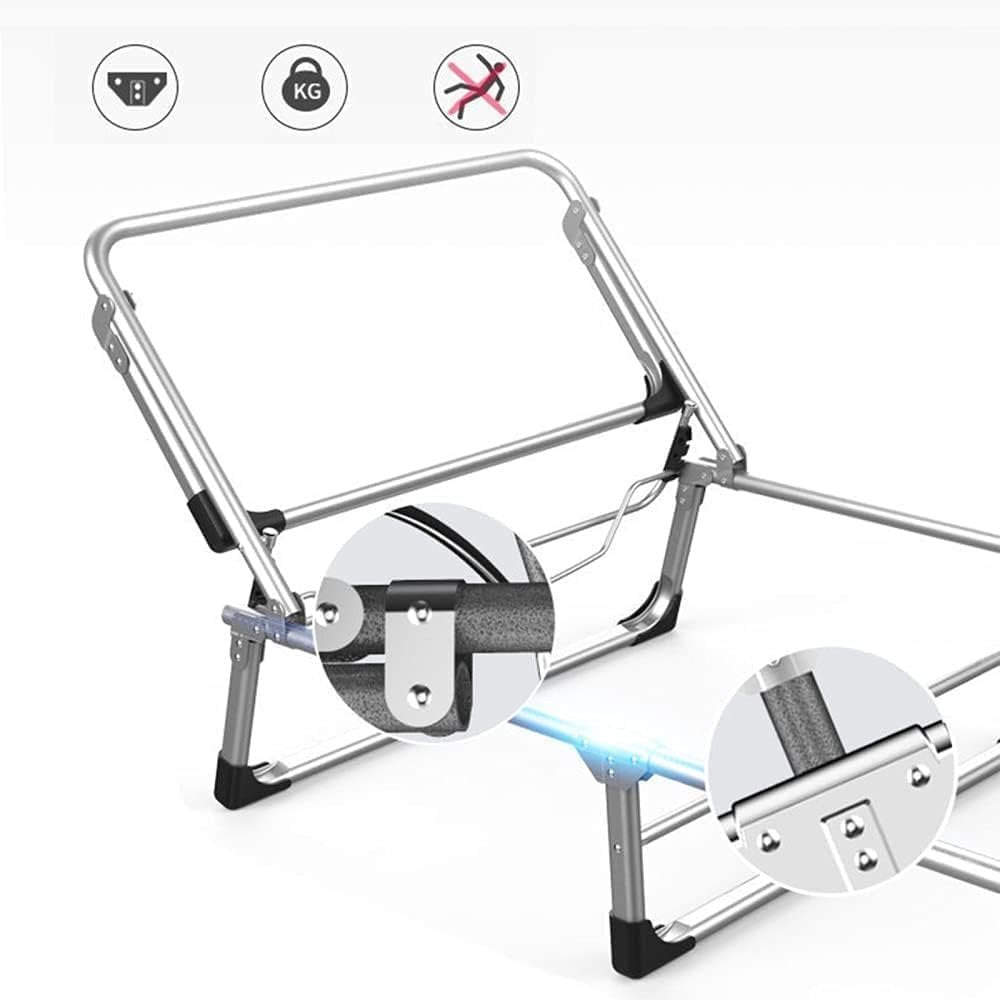 Folding Camping Cot W/Mat for Adults, Heavy Duty Outdoor Camping Bed Travel Camp Cots Camping Loungers, 5-Position Adjustable Backrest, Lightweight Tent Cot for Home Office Beach Garden
