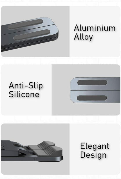 Portable Laptop Stand, Aluminium Alloy Multi-Angle Height Adjustable Tablet Holder, Anti-Slip Foldable Ergonomic Computer Riser Fits MacBook, iPad, 10-17 inch Notebook (Grey)