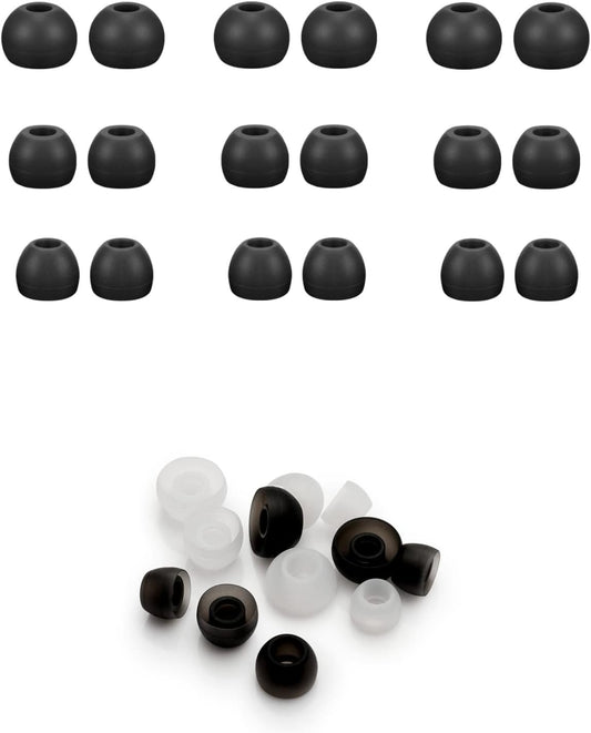 Earbud Ear Tips Replacement 3 Sets (9 Pairs), Multi Sizes Small Medium Large S/M/L Earphone Covers, Soft Silicone Earpads for in-Ear Headphones Earbuds Earphones (Black)