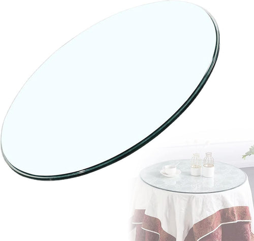 35-100 cm Round Tempered Glass Tabletop, Polished Edges, Durable Crystal Dining Table Surface, Thick Round Glass Board for Dining Room, Elegant and Sturdy Design