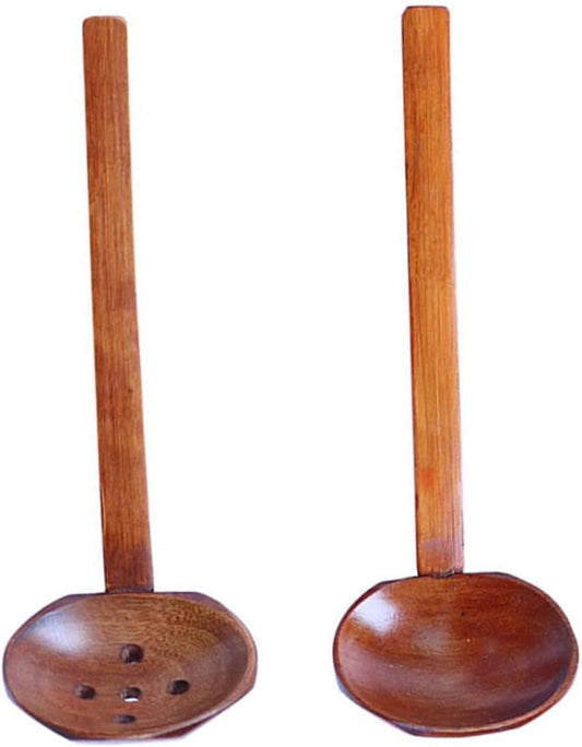 HEMOTON 2 pcs Japanese Table Dining Kitchen Long Spoons Reusable Friendly Eco Handle Wooden Home