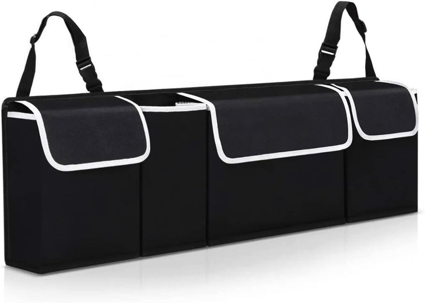 Mearo Trunk Organizer, Car Organizer, Foldable Waterproof Multi Compartment Car Storage Organizer with 4 Pockets, Large Capacity Hanging Organizer Car Accessories Universal for Car Truck SUV