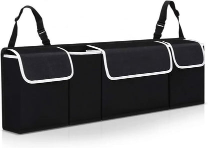 Mearo Trunk Organizer, Car Organizer, Foldable Waterproof Multi Compartment Car Storage Organizer with 4 Pockets, Large Capacity Hanging Organizer Car Accessories Universal for Car Truck SUV