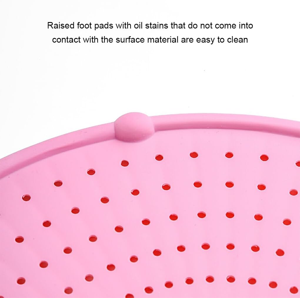 IOIUSKKU Effortless Cleaning with Food Grade Silicone Oil Baffle Splatter Screen for Frying Pan Stainless Steel Kitchen Gadgets, Pink
