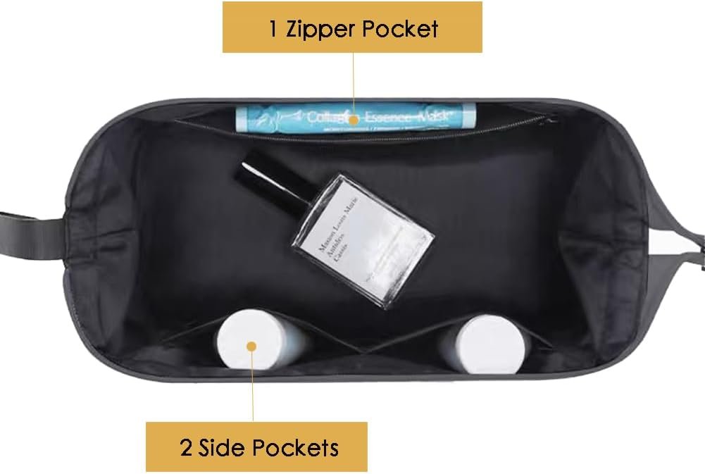 Toiletry Bag, Waterproof Cosmetic Bag for Men and Women, Large Double Space Travel Organizer for Accessories, Shaving Dopp Kit（Grey）
