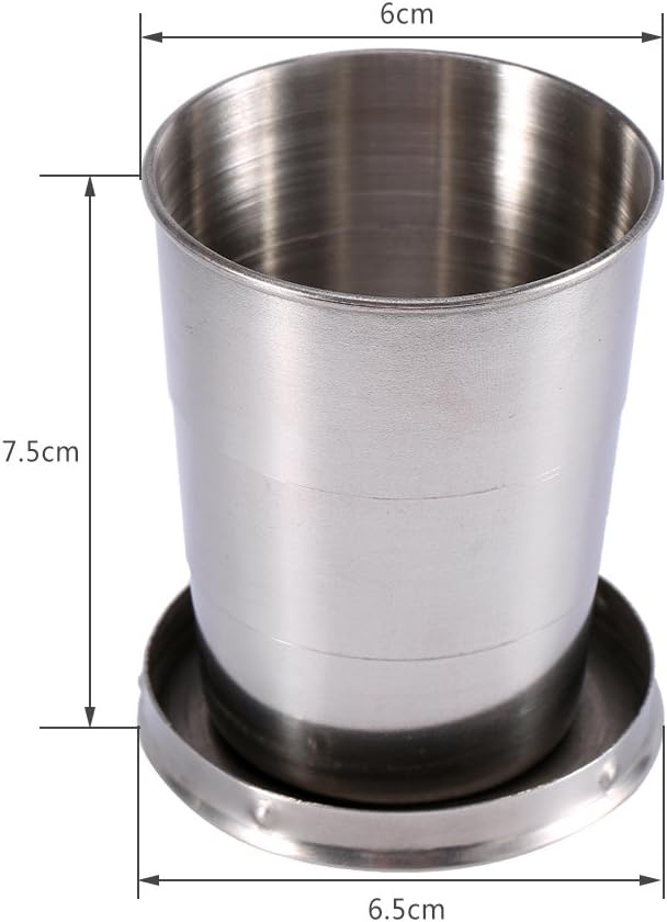 Zerodis S/M/L Stainless Steel Folding Travel Cup Portable Camping Outdoor Travel Folding Cup Retractable Folding Cup (M)