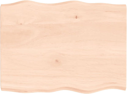 Solid Oak Tabletop 80 x 60 cm, Unfinished Live Edge Replacement for Kitchen Coffee Table, Dining Table, Desk, Durable Wood Surface for Home and Office
