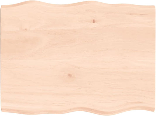 Solid Oak Tabletop 80 x 60 cm, Unfinished Live Edge Replacement for Kitchen Coffee Table, Dining Table, Desk, Durable Wood Surface for Home and Office